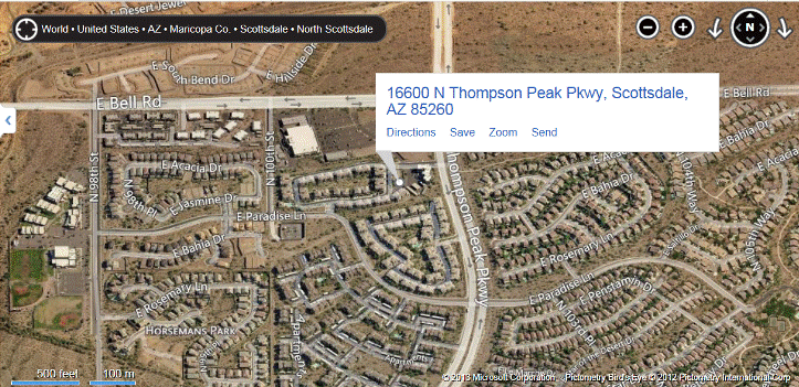 Scottsdale Condos map and directions to Cachet Townhomes @ McDowell Mountain Ranch.