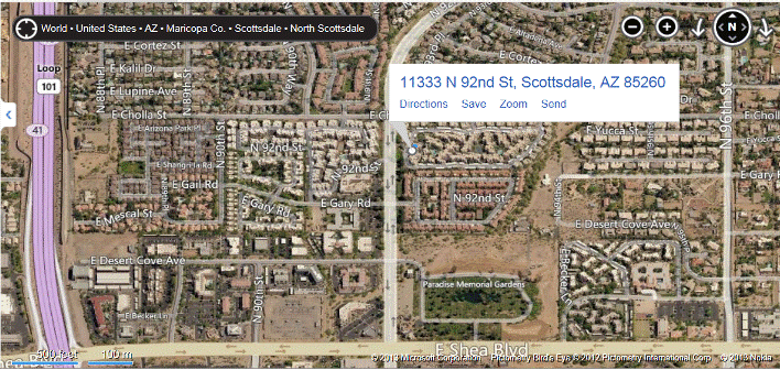 Scottsdale Condos map and directions to Mission Del Arroyos Condos, Scottsdale, AZ.