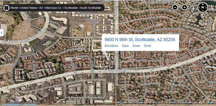 Scottsdale Condos map and directions to Presidio Condos, Scottsdale, AZ.