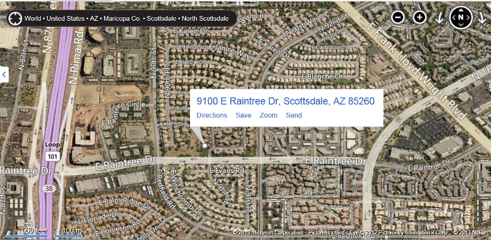 Scottsdale Condos map and directions to Raintree Resort Casitas, Scottsdale, AZ.